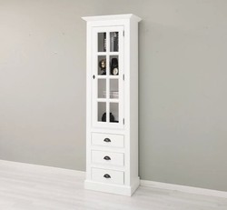 Casa Padrino Vitrina estilo rústico blanco con 1 puerta de cristal y 3 cajones, 66 x 40 x 210 cm Casa Padrino Vitrina estilo rústico blanco con 1 puerta de cristal y 3 cajones, 66 x 40 x 210 cm