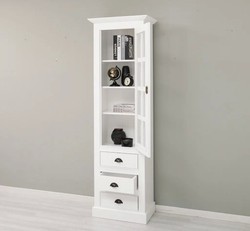 Casa Padrino Vitrina estilo rústico blanco con 1 puerta de cristal y 3 cajones, 66 x 40 x 210 cm Casa Padrino Vitrina estilo rústico blanco con 1 puerta de cristal y 3 cajones, 66 x 40 x 210 cm