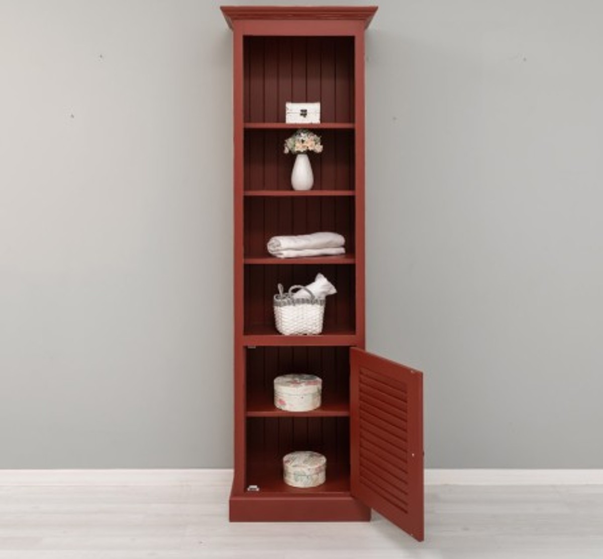 Casa Padrino Vitrina estilo rústico topo con 1 puerta de cristal, 63 x 39 x 210 cm Casa Padrino Vitrina estilo rústico topo con 1 puerta de cristal, 63 x 39 x 210 cm