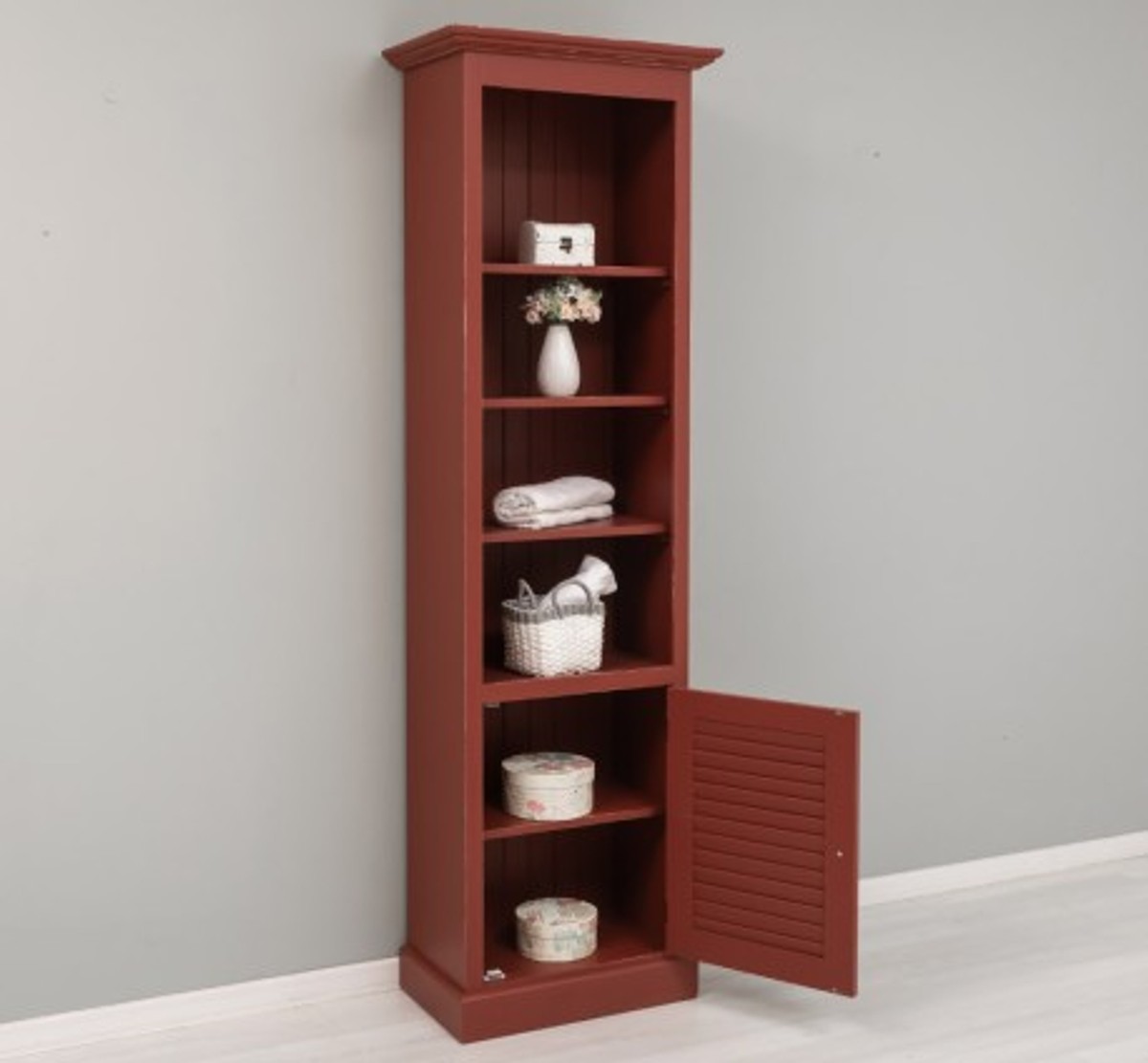 Casa Padrino Vitrina estilo rústico topo con 1 puerta de cristal, 63 x 39 x 210 cm Casa Padrino Vitrina estilo rústico topo con 1 puerta de cristal, 63 x 39 x 210 cm