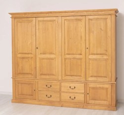 Casa Padrino Armadio stile country marrone antico cerato con 4 ante e 4 cassetti, 232 x 59 x 197 cm Casa Padrino Armadio stile country marrone antico cerato con 4 ante e 4 cassetti, 232 x 59 x 197 cm