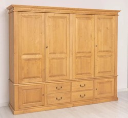 Casa Padrino Armadio stile country marrone antico cerato con 4 ante e 4 cassetti, 232 x 59 x 197 cm Casa Padrino Armadio stile country marrone antico cerato con 4 ante e 4 cassetti, 232 x 59 x 197 cm