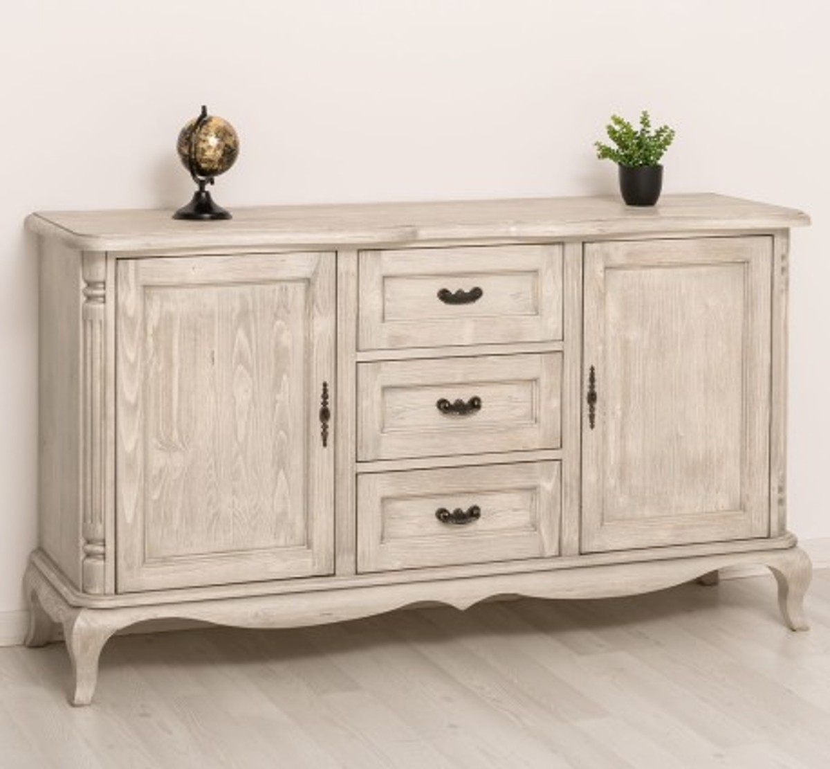Casa Padrino Cómoda estilo rústico escarcha plata con 2 puertas y 3 cajones, 158 x 48 x 89 cm Casa Padrino Cómoda estilo rústico escarcha plata con 2 puertas y 3 cajones, 158 x 48 x 89 cm