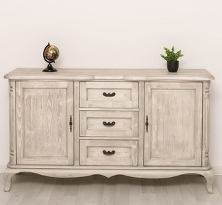 Casa Padrino Cassettiera stile country brina argento con 2 ante e 3 cassetti, 158 x 48 x 89 cm Casa Padrino Cassettiera stile country brina argento con 2 ante e 3 cassetti, 158 x 48 x 89 cm