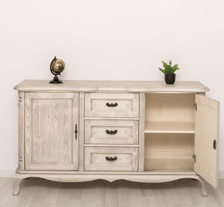 Casa Padrino Kommode im Landhausstil Silberfrost mit 2 Türen und 3 Schubladen, 158 x 48 x 89 cm