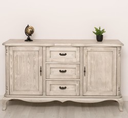 Casa Padrino Cómoda estilo rústico escarcha plata con 2 puertas y 3 cajones, 158 x 48 x 89 cm Casa Padrino Cómoda estilo rústico escarcha plata con 2 puertas y 3 cajones, 158 x 48 x 89 cm