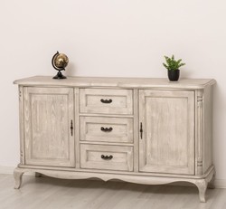 Casa Padrino Cómoda estilo rústico escarcha plata con 2 puertas y 3 cajones, 158 x 48 x 89 cm Casa Padrino Cómoda estilo rústico escarcha plata con 2 puertas y 3 cajones, 158 x 48 x 89 cm