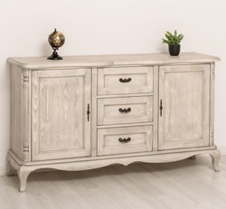 Casa Padrino Cómoda estilo rústico escarcha plata con 2 puertas y 3 cajones, 158 x 48 x 89 cm Casa Padrino Cómoda estilo rústico escarcha plata con 2 puertas y 3 cajones, 158 x 48 x 89 cm