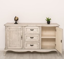 Casa Padrino Cómoda estilo rústico escarcha plata con 2 puertas y 3 cajones, 158 x 48 x 89 cm Casa Padrino Cómoda estilo rústico escarcha plata con 2 puertas y 3 cajones, 158 x 48 x 89 cm