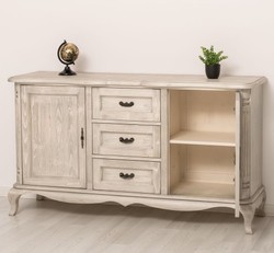 Casa Padrino Cómoda estilo rústico escarcha plata con 2 puertas y 3 cajones, 158 x 48 x 89 cm Casa Padrino Cómoda estilo rústico escarcha plata con 2 puertas y 3 cajones, 158 x 48 x 89 cm