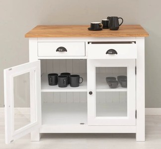 Casa Padrino Kommode im Landhausstil mit 2 Türen, 2 Schubladen und Eichenholzplatte, 100 x 65 x 90 cm