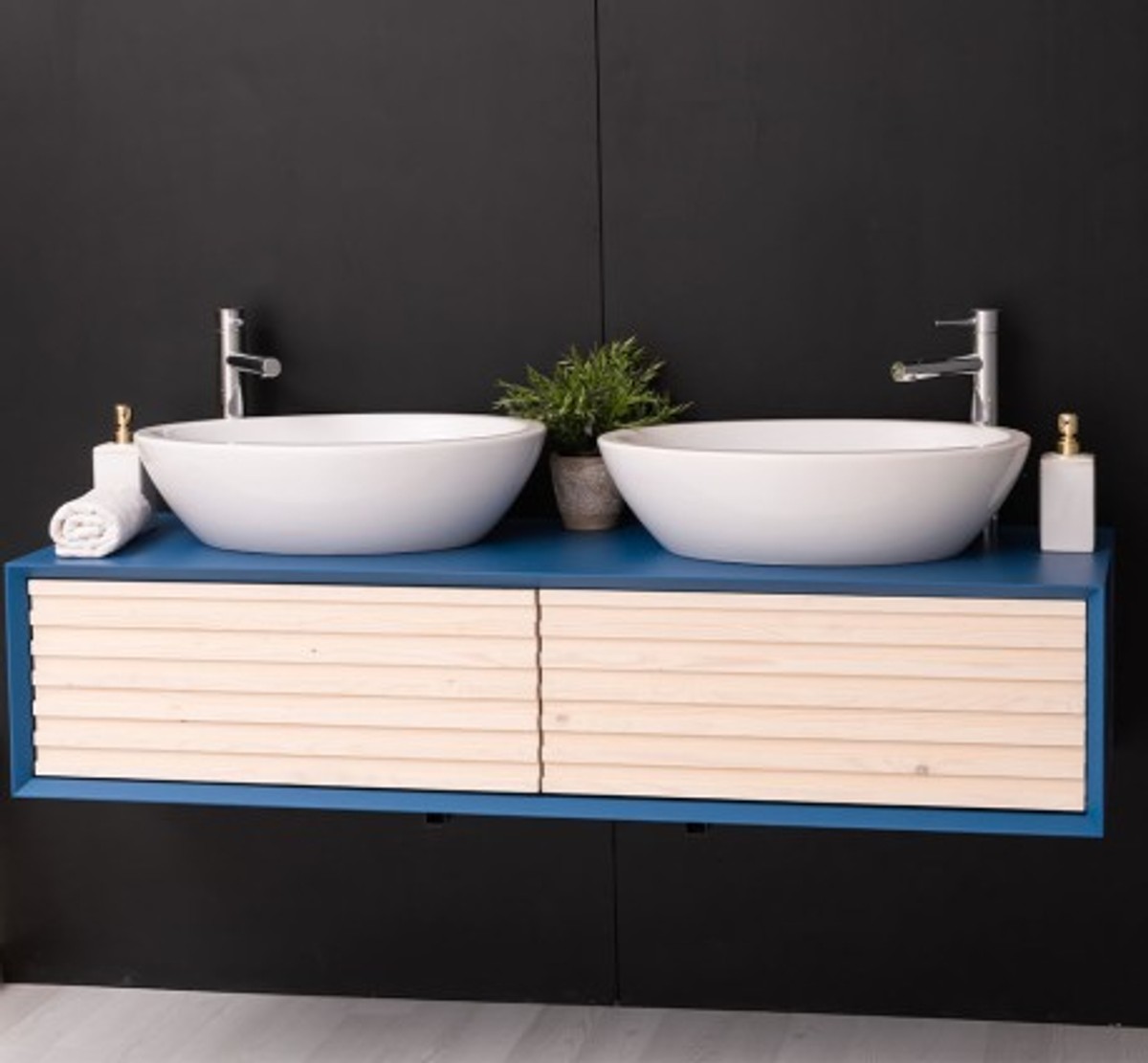 Casa Padrino Mueble de lavabo estilo rústico con 2 cajones, 150 x 50 x 33 cm Casa Padrino Mueble de lavabo estilo rústico con 2 cajones, 150 x 50 x 33 cm