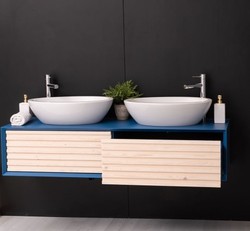 Casa Padrino Mueble de lavabo estilo rústico con 2 cajones, 150 x 50 x 33 cm Casa Padrino Mueble de lavabo estilo rústico con 2 cajones, 150 x 50 x 33 cm