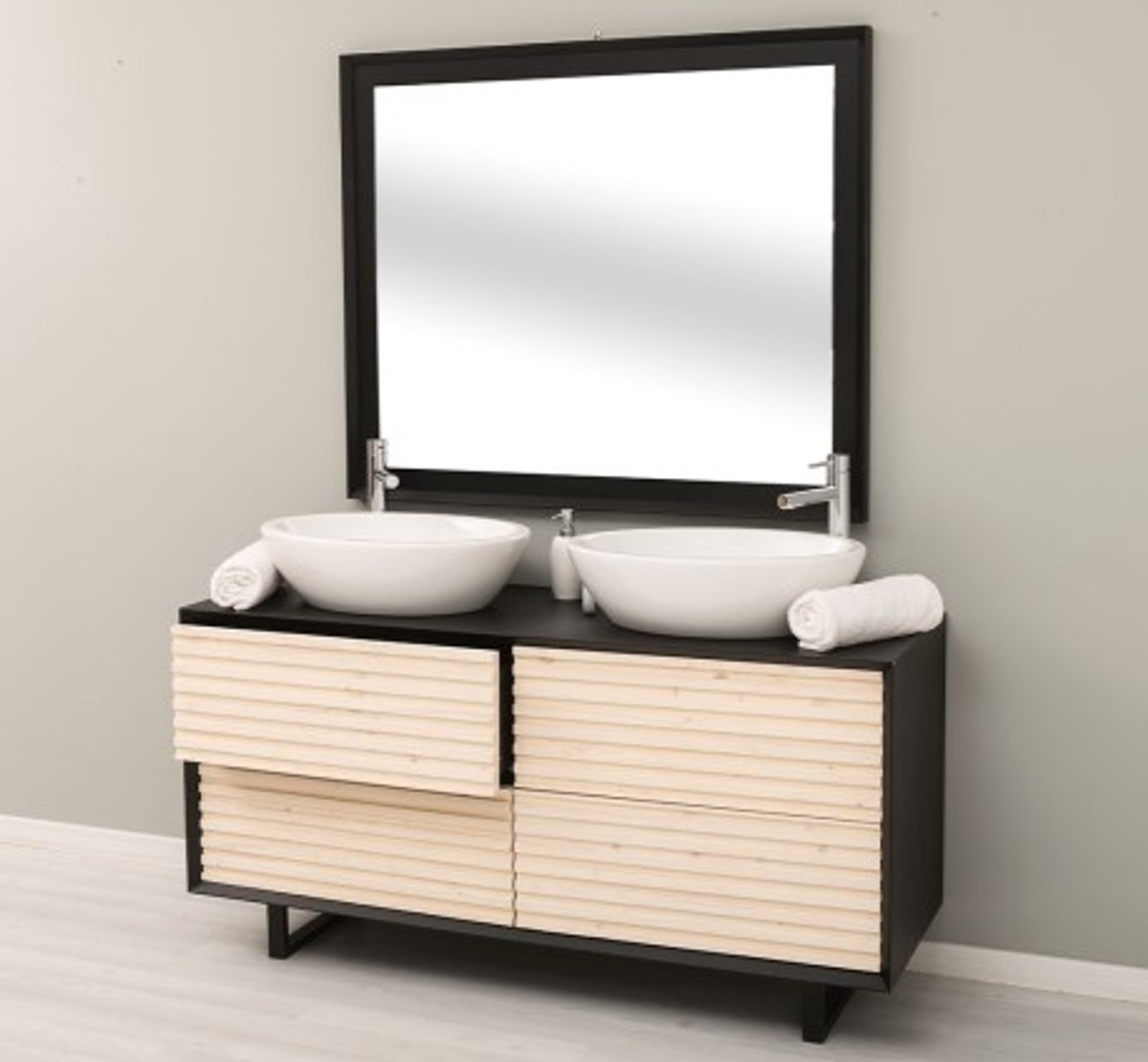 Casa Padrino Mueble de lavabo estilo rústico con 4 cajones, 150 x 50 x 76 cm Casa Padrino Mueble de lavabo estilo rústico con 4 cajones, 150 x 50 x 76 cm