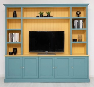 Casa Padrino Mobile TV stile country senape con alzata, 254 x 46 x 228 cm Casa Padrino Mobile TV stile country senape con alzata, 254 x 46 x 228 cm