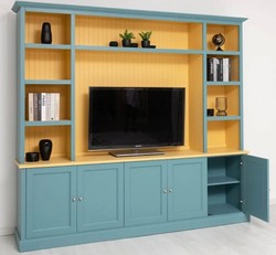 Casa Padrino TV Cabinet Country Style Mustard with top unit, 254 x 46 x 228 cm Casa Padrino TV Cabinet Country Style Mustard with top unit, 254 x 46 x 228 cm