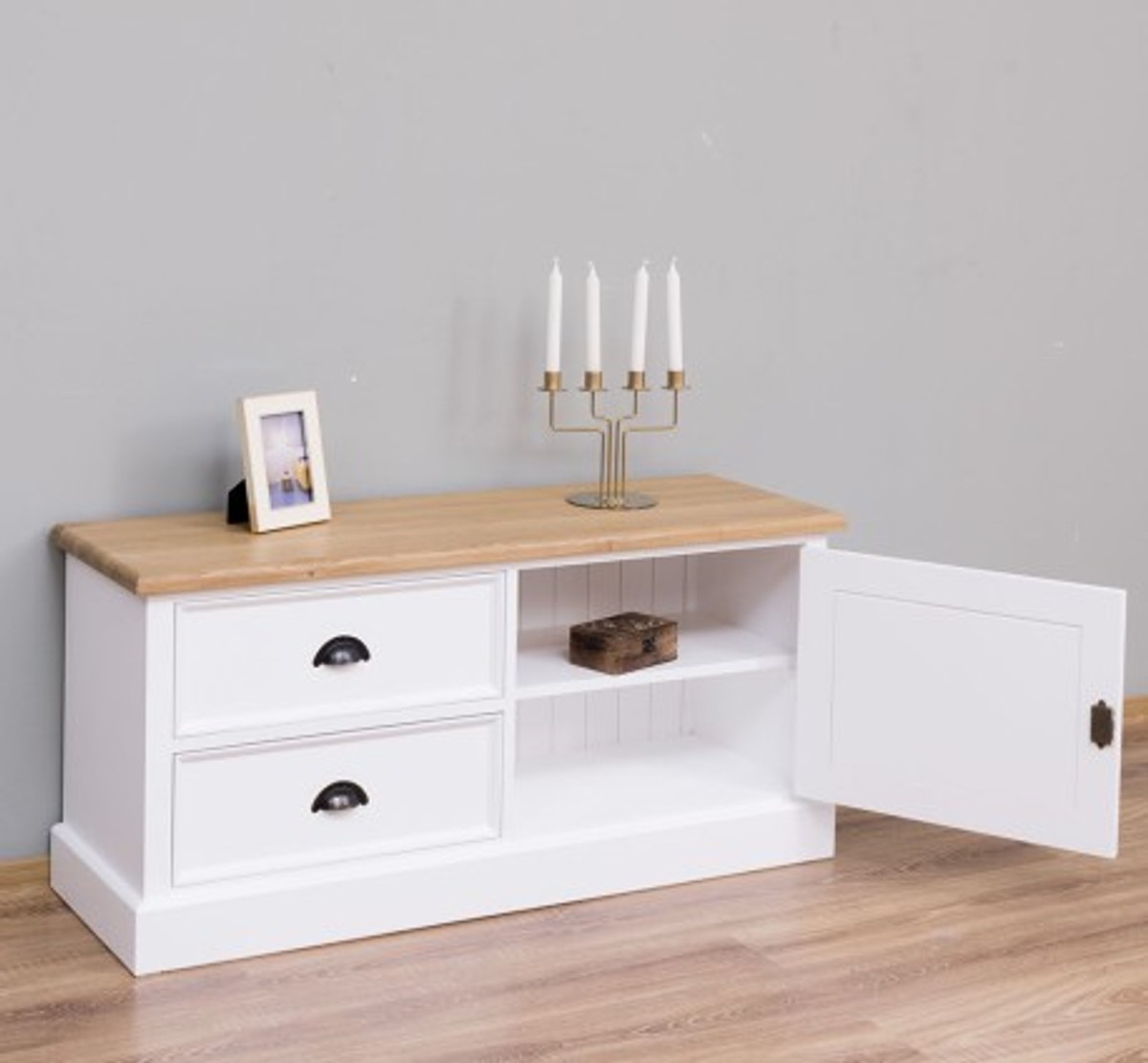 Casa Padrino Mueble de TV estilo rústico con 1 puerta y 2 cajones, 120 x 40 x 57 cm Casa Padrino Mueble de TV estilo rústico con 1 puerta y 2 cajones, 120 x 40 x 57 cm
