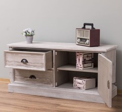 Casa Padrino Mueble de TV estilo rústico con 1 puerta y 2 cajones, 120 x 40 x 57 cm Casa Padrino Mueble de TV estilo rústico con 1 puerta y 2 cajones, 120 x 40 x 57 cm