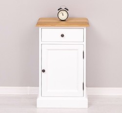 Casa Padrino Table de chevet style campagne avec 1 porte, 1 tiroir et plateau en chêne, 47 x 32 x 74 cm Casa Padrino Table de chevet style campagne avec 1 porte, 1 tiroir et plateau en chêne, 47 x 32 x 74 cm