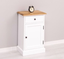 Casa Padrino Table de chevet style campagne avec 1 porte, 1 tiroir et plateau en chêne, 47 x 32 x 74 cm Casa Padrino Table de chevet style campagne avec 1 porte, 1 tiroir et plateau en chêne, 47 x 32 x 74 cm