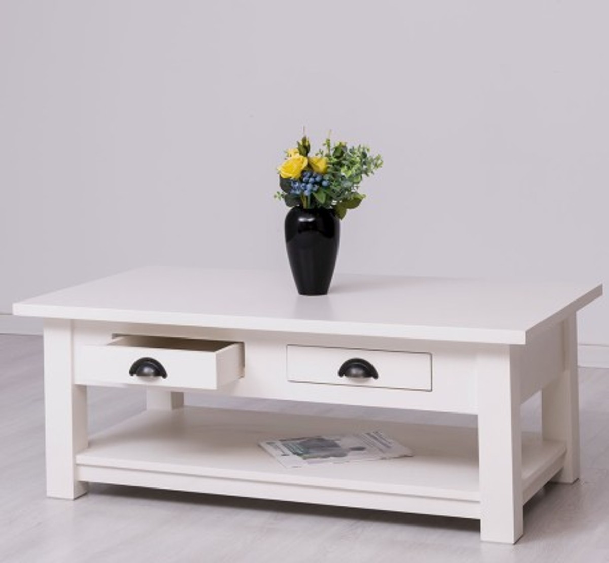 Casa Padrino Mesa de centro estilo rústico con 2 cajones, 120 x 65 x 45 cm Casa Padrino Mesa de centro estilo rústico con 2 cajones, 120 x 65 x 45 cm