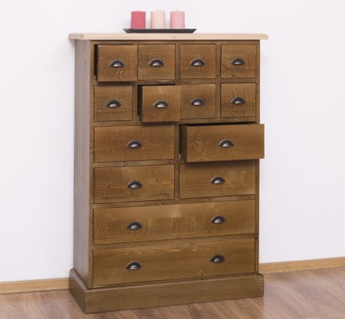 Casa Padrino Chest of Drawers Country Style with 14 drawers and oak top, 87 x 36 x 122 cm Casa Padrino Chest of Drawers Country Style with 14 drawers and oak top, 87 x 36 x 122 cm