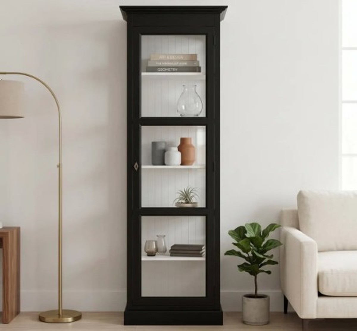 Casa Padrino Display Cabinet Country Style with 1 glass door, 75 x 40 x 220 cm Casa Padrino Display Cabinet Country Style with 1 glass door, 75 x 40 x 220 cm