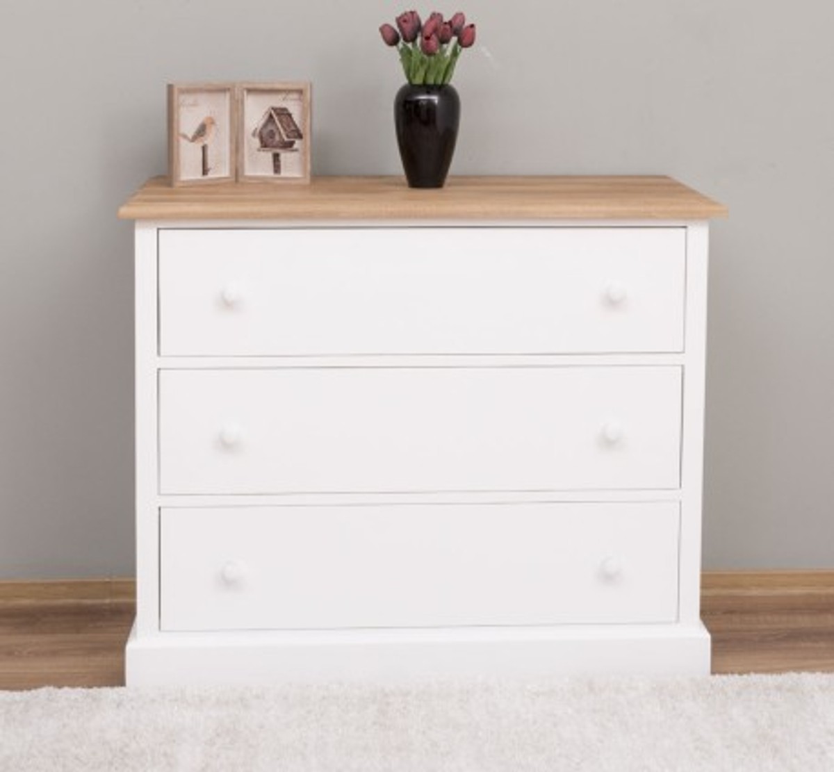 Casa Padrino Commode style campagne avec 3 tiroirs et plateau en chêne, 110 x 50 x 90 cm Casa Padrino Commode style campagne avec 3 tiroirs et plateau en chêne, 110 x 50 x 90 cm