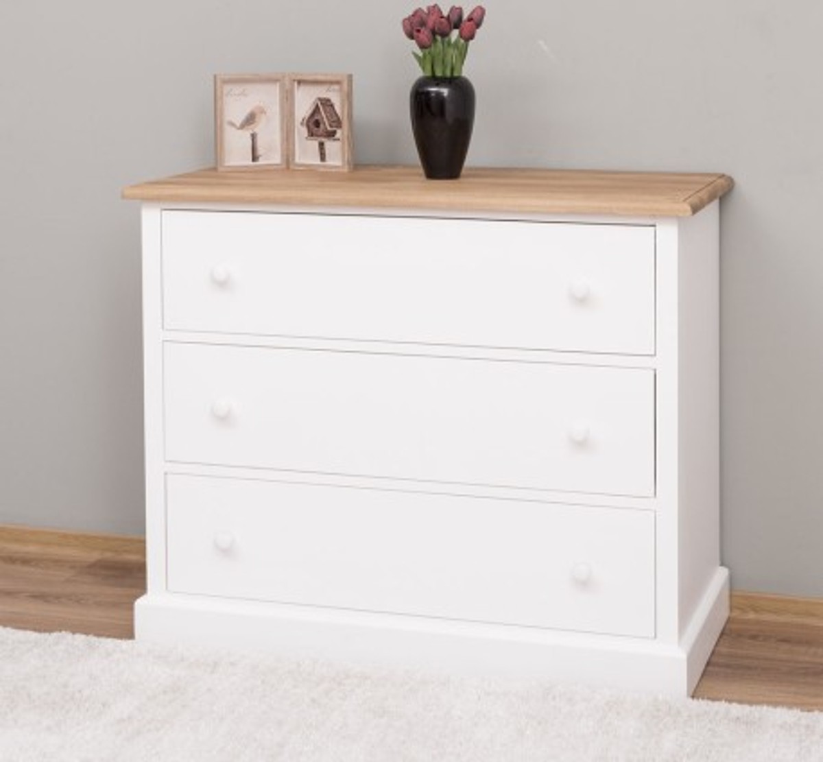 Casa Padrino Commode style campagne avec 3 tiroirs et plateau en chêne, 110 x 50 x 90 cm Casa Padrino Commode style campagne avec 3 tiroirs et plateau en chêne, 110 x 50 x 90 cm