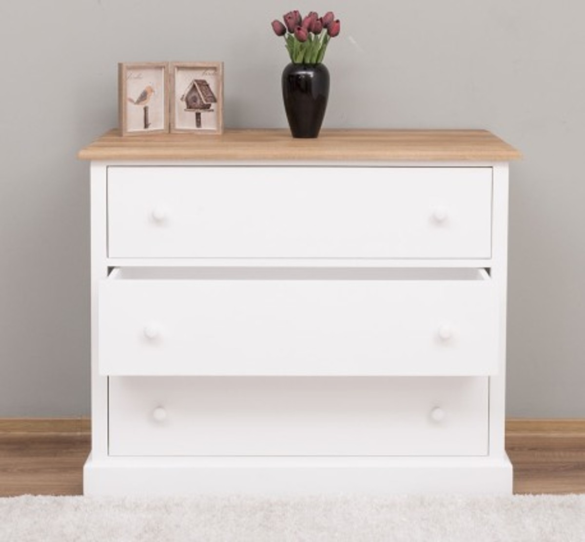 Casa Padrino Commode style campagne avec 3 tiroirs et plateau en chêne, 110 x 50 x 90 cm Casa Padrino Commode style campagne avec 3 tiroirs et plateau en chêne, 110 x 50 x 90 cm