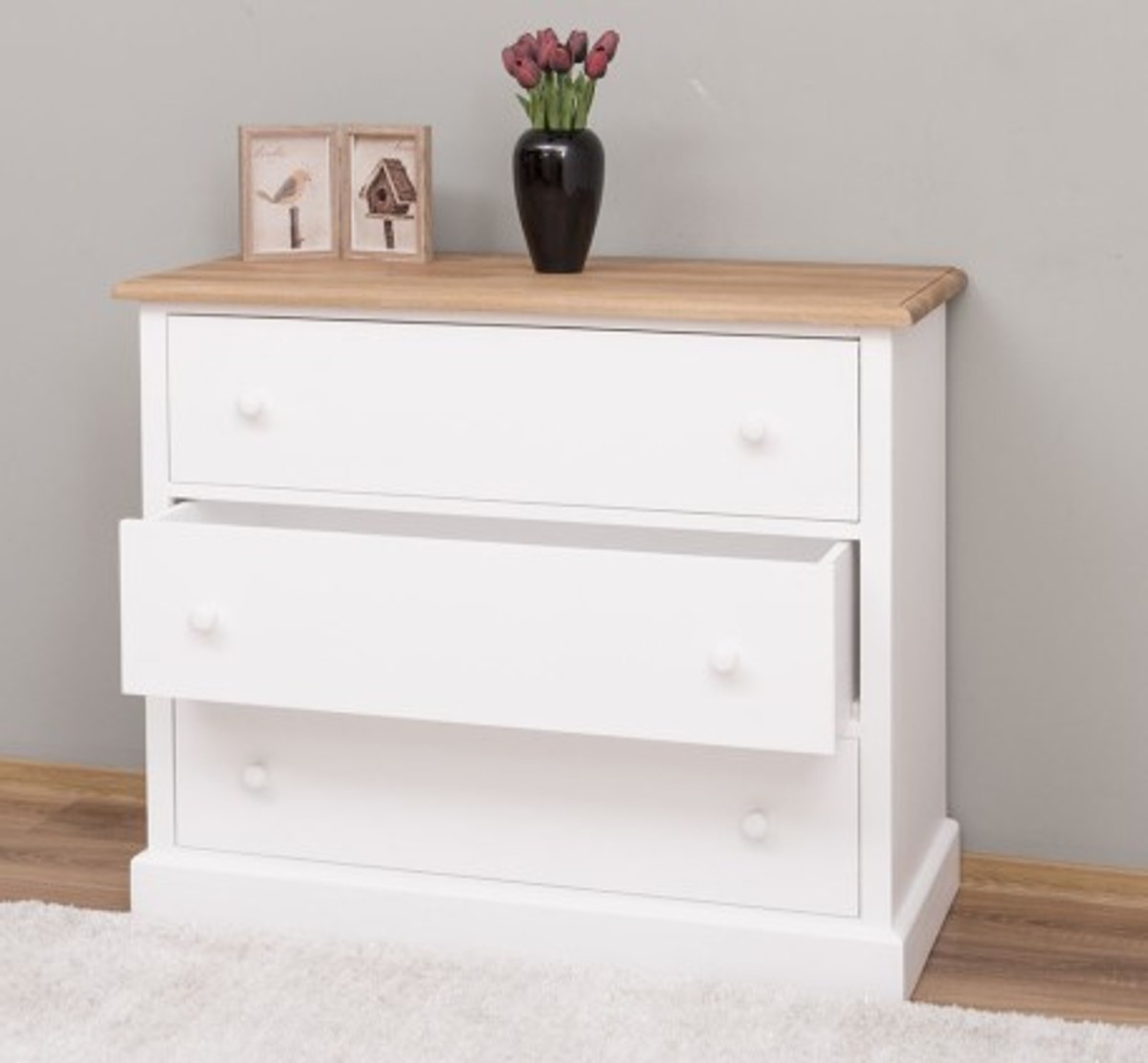 Casa Padrino Commode style campagne avec 3 tiroirs et plateau en chêne, 110 x 50 x 90 cm Casa Padrino Commode style campagne avec 3 tiroirs et plateau en chêne, 110 x 50 x 90 cm
