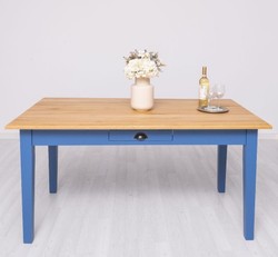 Casa Padrino Mesa de comedor estilo rústico con tablero de roble, 160 x 90 x 78 cm Casa Padrino Mesa de comedor estilo rústico con tablero de roble, 160 x 90 x 78 cm