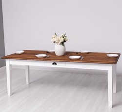 Casa Padrino Tavolo da pranzo stile country con piano in rovere, 210 x 90 x 78 cm