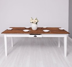 Casa Padrino Tavolo da pranzo stile country con piano in rovere, 210 x 90 x 78 cm