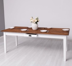 Casa Padrino Tavolo da pranzo stile country con piano in rovere, 210 x 90 x 78 cm