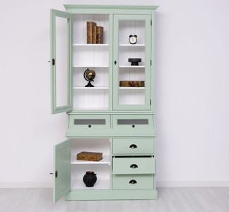 Casa Padrino Sideboard im Landhausstil mit 2 Glastüren und 3 Schubladen, 113 x 50 x 226 cm
