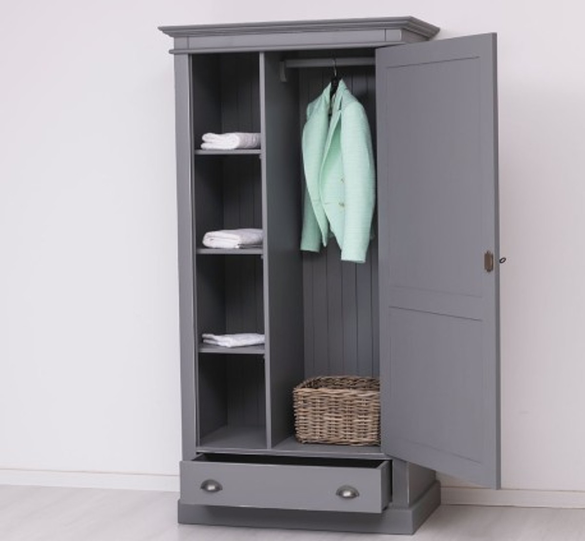 Casa Padrino Wardrobe Country Style with 1 door and 1 drawer, 103 x 59 x 200 cm Casa Padrino Wardrobe Country Style with 1 door and 1 drawer, 103 x 59 x 200 cm