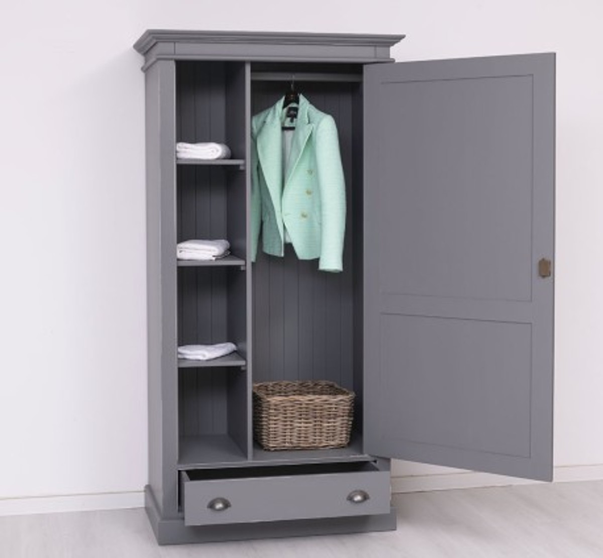 Casa Padrino Wardrobe Country Style with 1 door and 1 drawer, 103 x 59 x 200 cm Casa Padrino Wardrobe Country Style with 1 door and 1 drawer, 103 x 59 x 200 cm