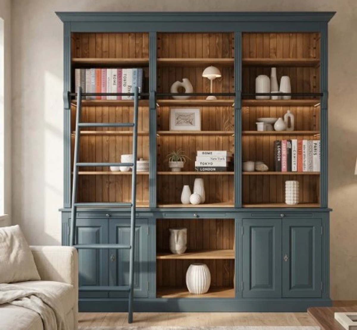 Casa Padrino Librería estilo rústico con 4 puertas y 1 estante, 229 x 51 x 244 cm Casa Padrino Librería estilo rústico con 4 puertas y 1 estante, 229 x 51 x 244 cm