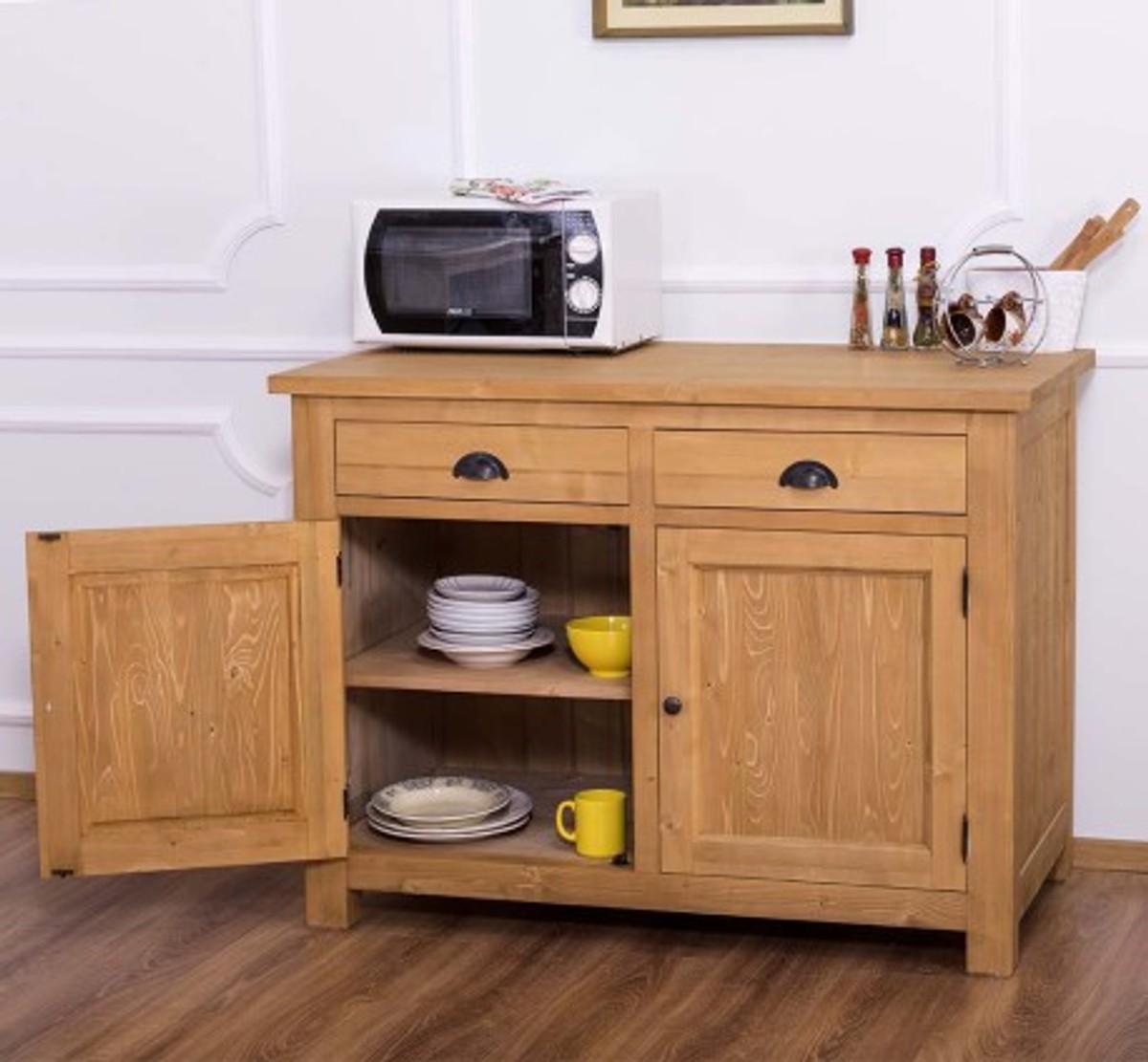 Casa Padrino Mueble de cocina estilo rústico con 2 puertas y 2 cajones, 120 x 65 x 90 cm Casa Padrino Mueble de cocina estilo rústico con 2 puertas y 2 cajones, 120 x 65 x 90 cm