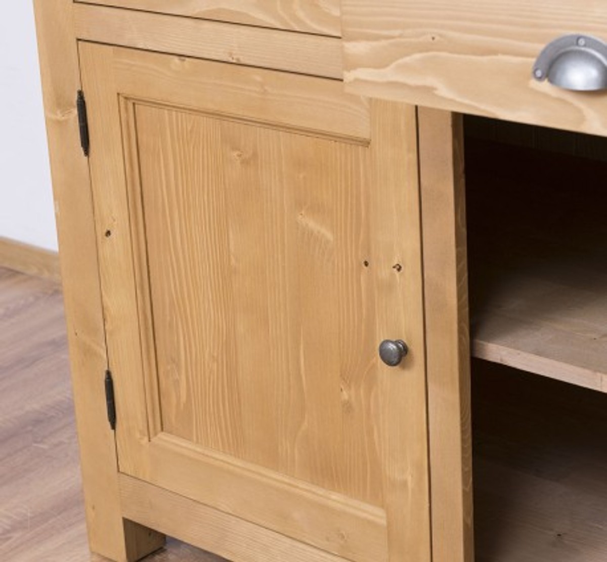 Casa Padrino Küchenschrank im Landhausstil mit 2 Türen, 2 Schubladen und Eichenholzplatte, 120 x 65 x 90 cm