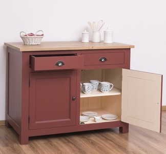 Casa Padrino Küchenschrank im Landhausstil mit 2 Türen, 2 Schubladen und Eichenholzplatte, 120 x 65 x 90 cm