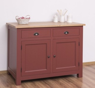 Casa Padrino Küchenschrank im Landhausstil mit 2 Türen, 2 Schubladen und Eichenholzplatte, 120 x 65 x 90 cm