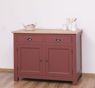 Casa Padrino Küchenschrank im Landhausstil mit 2 Türen, 2 Schubladen und Eichenholzplatte, 120 x 65 x 90 cm