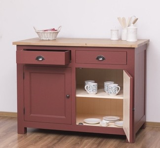 Casa Padrino Küchenschrank im Landhausstil mit 2 Türen, 2 Schubladen und Eichenholzplatte, 120 x 65 x 90 cm