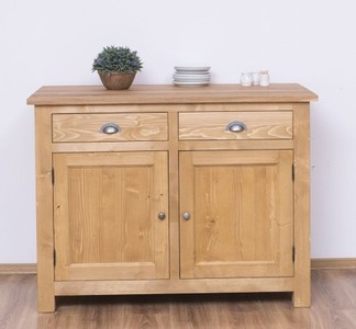 Casa Padrino Küchenschrank im Landhausstil mit 2 Türen, 2 Schubladen und Eichenholzplatte, 120 x 65 x 90 cm