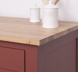 Casa Padrino Mueble de cocina estilo rústico con 2 puertas, 2 cajones y tablero de roble, 120 x 65 x 90 cm