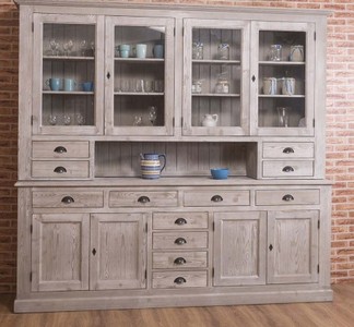 Casa Padrino Sideboard im Landhausstil mit 4 Glastüren und 8 Schubladen, 245 x 47 x 225 cm