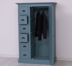 Casa Padrino Armoire à vêtements style campagne avec 1 porte et 6 tiroirs, 101 x 49 x 160 cm