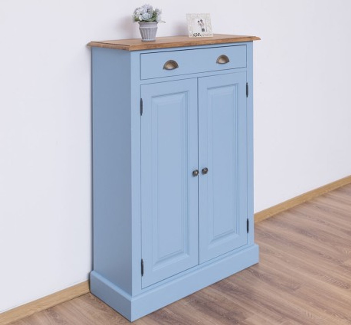 Casa Padrino Schrank im Landhausstil mit 2 Türen, 1 Schublade und Eichenholzplatte, 85 x 35 x 120 cm Casa Padrino Schrank im Landhausstil mit 2 Türen, 1 Schublade und Eichenholzplatte, 85 x 35 x 120 cm